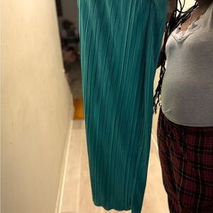 Teal Pleated Maxi Skirt - Women's Elegant Pleated Design